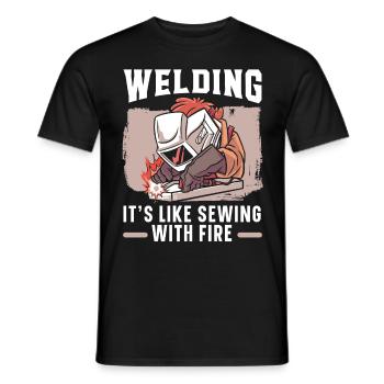 Souder C’est comme coudre avec la couture de feu - T-shirt homme - noir - Devant - AI Model Male 178 light (178cm)