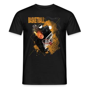 Basketball Fire Basketball Player Dunking Sport Retro - Men's T-Shirt - black - Front - AI Model Male 178 light (178cm)