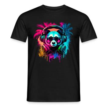 Abstract panda bear - Men's T-Shirt - black - Front - AI Model Male 178 light (178cm)