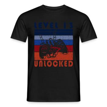 13th Birthday Gamer Level 13 Years - Men's T-Shirt - black - Front - AI Model Male 178 light (178cm)