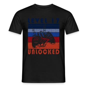 Gamer 17th Birthday Level 17 - Men's T-Shirt - black - Front - AI Model Male 178 light (178cm)