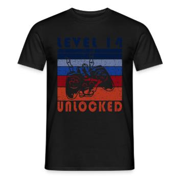 Gamer 14. Geburtstag Level 14 - Männer T-Shirt - Schwarz - Vorne - AI Model Male 178 light (178cm)