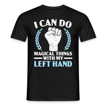 Ich kann magische Dinge mit meiner linken Hand tun - Männer T-Shirt - Schwarz - Vorne - AI Model Male 178 light (178cm)