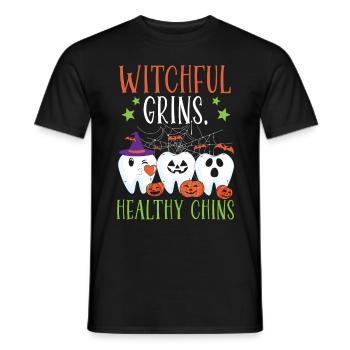 Hexenhaftes Grinsen, gesundes Kinn. - Männer T-Shirt - Schwarz - Vorne - AI Model Male 178 light (178cm)