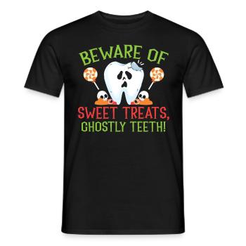 Méfiez-vous des friandises sucrées, des dents fantômes! - T-shirt homme - noir - Devant - AI Model Male 178 light (178cm)
