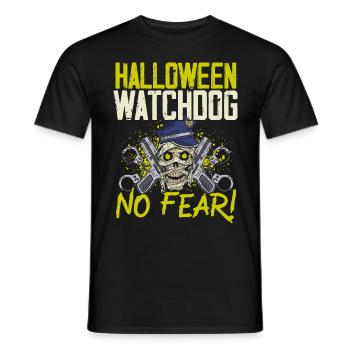 Chien de garde d’Halloween, n’ayez crainte! Policier Halloween - T-shirt homme - noir - Devant - AI Model Male 178 light (178cm)