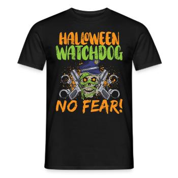 Chien de garde d’Halloween, n’ayez crainte! Policier Halloween - T-shirt homme - noir - Devant - AI Model Male 178 light (178cm)