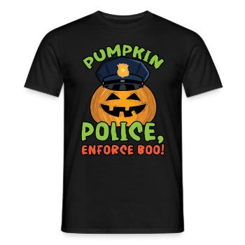 Police de la citrouille, appliquez Boo! Policier Halloween - T-shirt homme - noir - Devant - AI Model Male 178 light (178cm)