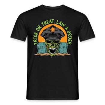 Trick or Treat, Law Enforcement Halloween - Men's T-Shirt - black - Front - AI Model Male 178 light (178cm)