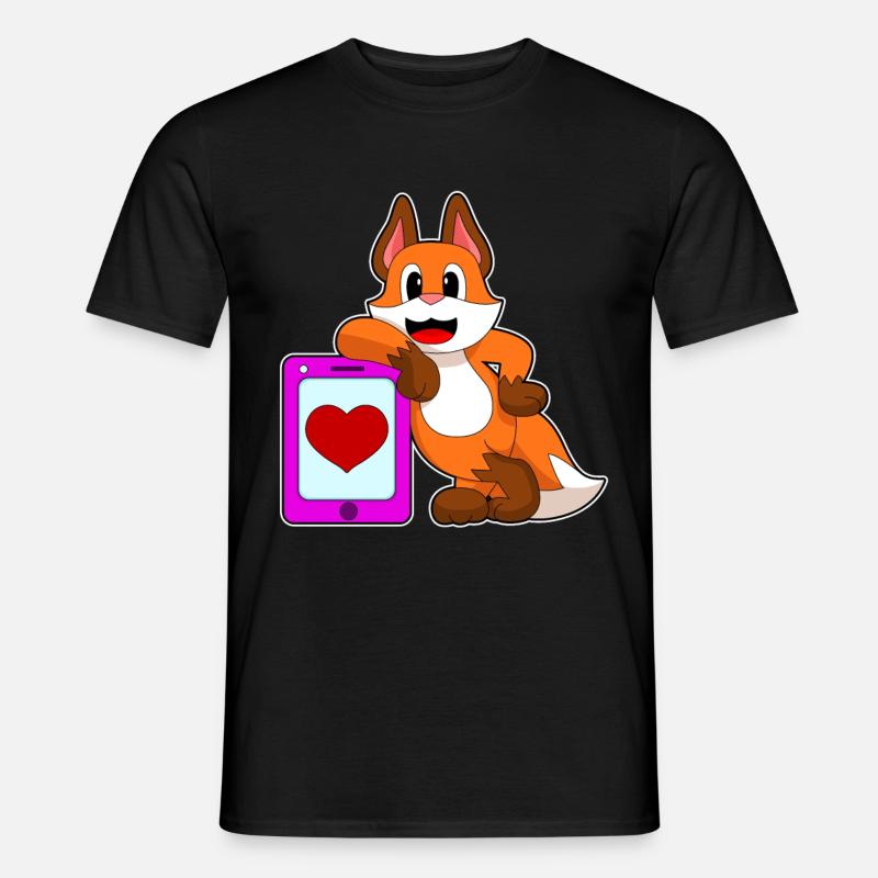 Fuchs Herz - Männer T-Shirt - Schwarz