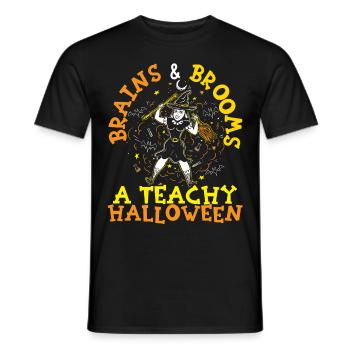 Brains & Brooms: Un tunt d’horreur éducatif d’Halloween - T-shirt homme - noir - Devant - AI Model Male 178 light (178cm)