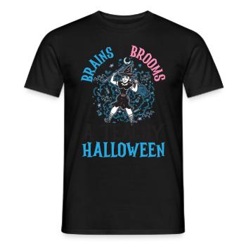 Hirn & Besen: Ein lehrreicher Halloween-Gruselunte - Männer T-Shirt - Schwarz - Vorne - AI Model Male 178 light (178cm)