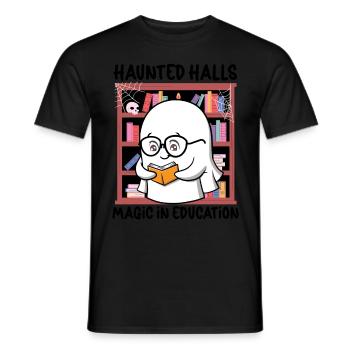 Haunted Halls Magie in der Bildung Lehrer Hallowee - Männer T-Shirt - Schwarz - Vorne - AI Model Male 178 light (178cm)