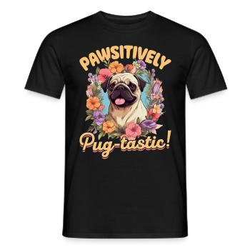 Pug Dog Breed Pet - Pawsitively Pug-tastic! - T-shirt homme - noir - Devant - AI Model Male 178 light (178cm)