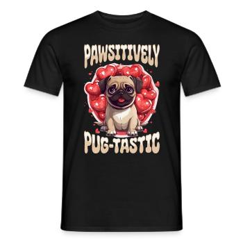 Pug Dog Breed Pet - Pawsitively Pug-tastic - T-shirt homme - noir - Devant - AI Model Male 178 light (178cm)