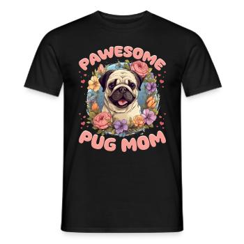 Pug Dog Breed Pet - Pawsome Pug Mom - Men's T-Shirt - black - Front - AI Model Male 178 light (178cm)