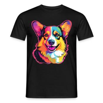 Gallois Corgi Pembroke Dog Breed Pet Art - T-shirt homme - noir - Devant - AI Model Male 178 light (178cm)