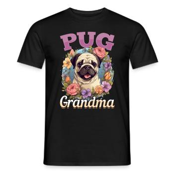 Carlin Dog Race Pet - Pug Grandma - T-shirt homme - noir - Devant - AI Model Male 178 light (178cm)