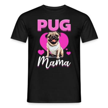 Carlin Chien Race Pet - Pug Mama - T-shirt homme - noir - Devant - AI Model Male 178 light (178cm)