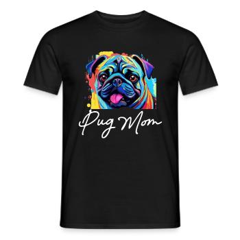 Pug Dog Breed Pet - Pug Mom - T-shirt homme - noir - Devant - AI Model Male 178 light (178cm)