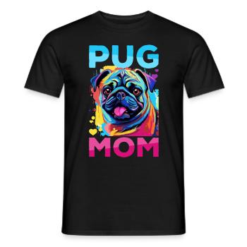 Pug Dog Breed Pet - Pug Mom - T-shirt homme - noir - Devant - AI Model Male 178 light (178cm)