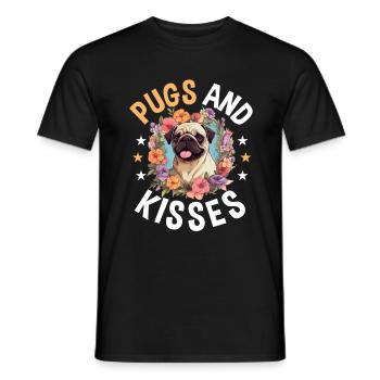 Pug Dog Breed Pet - Pugs & Kisses - Männer T-Shirt - Schwarz - Vorne - AI Model Male 178 light (178cm)