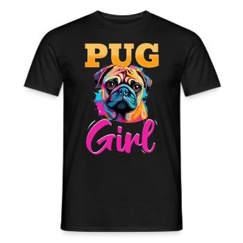 Pug Dog Breed Pet - Pug Girl - T-shirt homme - noir - Devant - AI Model Male 178 light (178cm)