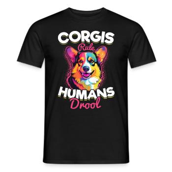 Welsh Corgi Pembroke Dog Breed Pet Corgis - T-shirt homme - noir - Devant - AI Model Male 178 light (178cm)