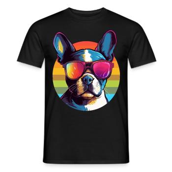 Boston Terrier Bostie Dog Breed Pet avec lunettes de soleil - T-shirt homme - noir - Devant - AI Model Male 178 light (178cm)