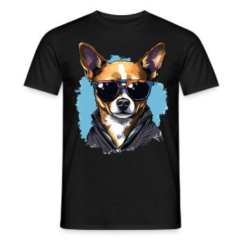 Chihuahua Chiwawa Dog Breed Pet with Sunglasses - Männer T-Shirt - Schwarz - Vorne - AI Model Male 178 light (178cm)