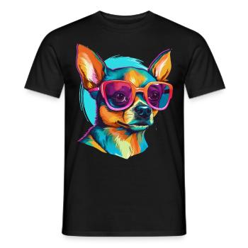 Chihuahua Chiwawa Dog Breed Pet with Sunglasses - Männer T-Shirt - Schwarz - Vorne - AI Model Male 178 light (178cm)