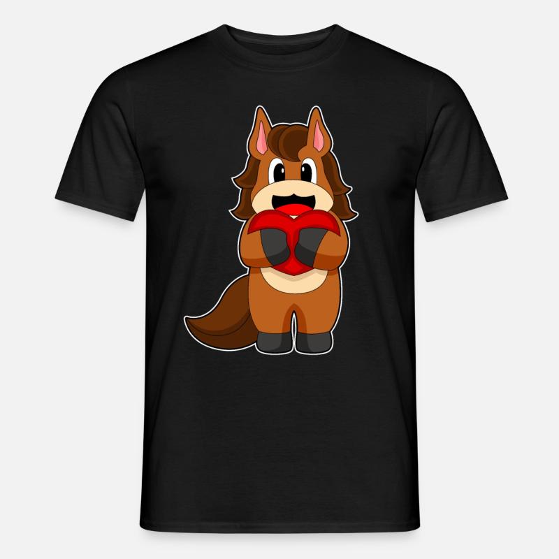 Pferd Herz - Männer T-Shirt - Schwarz