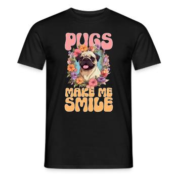 Pug Dog Breed Pet - Pugs make me smile - Men's T-Shirt - black - Front - AI Model Male 178 light (178cm)