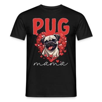 Carlin Chien Race Pet - Pug Mama - T-shirt homme - noir - Devant - AI Model Male 178 light (178cm)