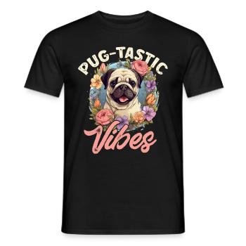 Pug Dog Breed Pet - Pug-tastic Vibes - T-shirt homme - noir - Devant - AI Model Male 178 light (178cm)