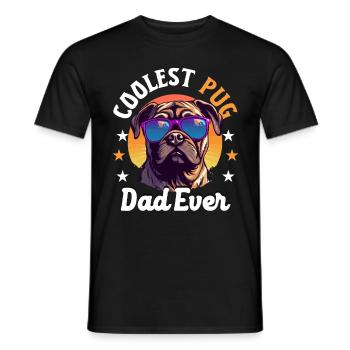 Pug Dog Breed Pet - Coolest Pug Dad Ever - Men's T-Shirt - black - Front - AI Model Male 178 light (178cm)