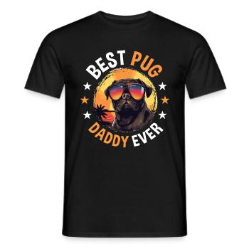Pug Dog Breed Pet - Meilleur carlin papa de tous les temps - T-shirt homme - noir - Devant - AI Model Male 178 light (178cm)