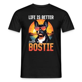 Boston Terrier Dog Breed Pet Life Is Better - Männer T-Shirt - Schwarz - Vorne - AI Model Male 178 light (178cm)