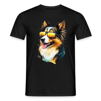 Shetland Sheepdog with Sunglasses - Männer T-Shirt - Schwarz - Vorne - AI Model Male 178 light (178cm)