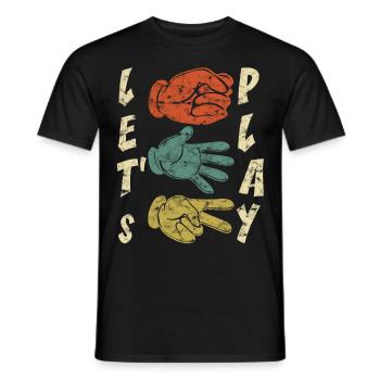 Scissors Stone Paper Hand Game Let's Play - Men's T-Shirt - black - Front - AI Model Male 178 light (178cm)