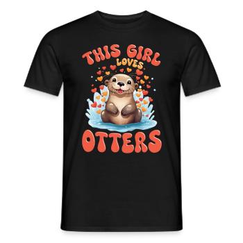 Otter Animal Kids & Adult - This Girl loves Otters - Men's T-Shirt - black - Front - AI Model Male 178 light (178cm)