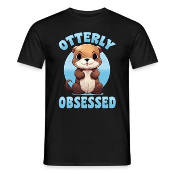 Otter Animal Kids & Adult - Otterly obsessed - Männer T-Shirt - Schwarz - Vorne - AI Model Male 178 light (178cm)