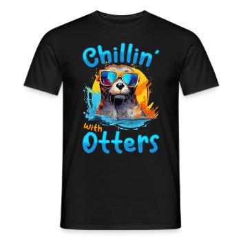 Otter Animal Kids & Adult - Chillin' with Otters - Men's T-Shirt - black - Front - AI Model Male 178 light (178cm)