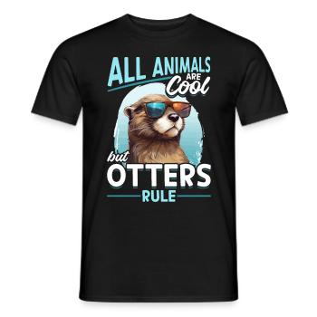 Otter Kids & Adult - Tous les animaux sont cool - T-shirt homme - noir - Devant - AI Model Male 178 light (178cm)