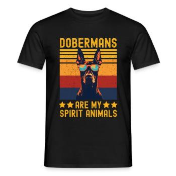 Dobermann mit sonnenbrille retro - Männer T-Shirt - Schwarz - Vorne - AI Model Male 178 light (178cm)