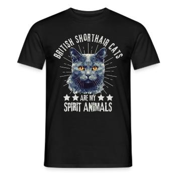 British Shorthair Cat Lover Geometry - T-shirt homme - noir - Devant - AI Model Male 178 light (178cm)