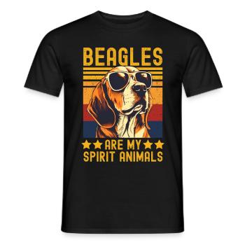 Beagle mit sonnenbrille retro - Männer T-Shirt - Schwarz - Vorne - AI Model Male 178 light (178cm)