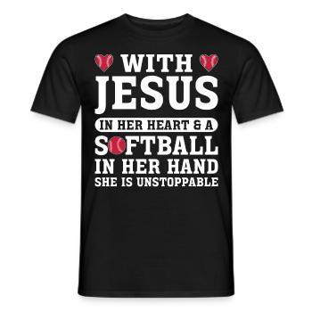Jésus dans ton cœur Athlètes lanceurs de softball - T-shirt homme - noir - Devant - AI Model Male 178 light (178cm)