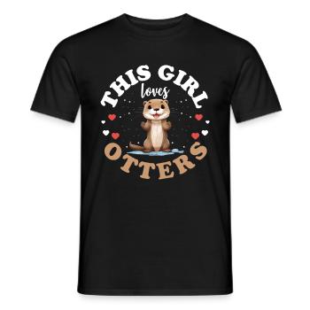 Otter Animal Kids & Adult - This Girl loves Otters - Men's T-Shirt - black - Front - AI Model Male 178 light (178cm)