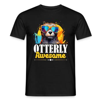 Otter Animal Kids & Adult - Otterly Awesome - Männer T-Shirt - Schwarz - Vorne - AI Model Male 178 light (178cm)